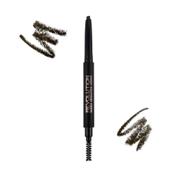 قلم الحواجب الثنائي من ريفلوشن - بني غامق Revolution Eyebrow Pencil Duo - Dark Brown